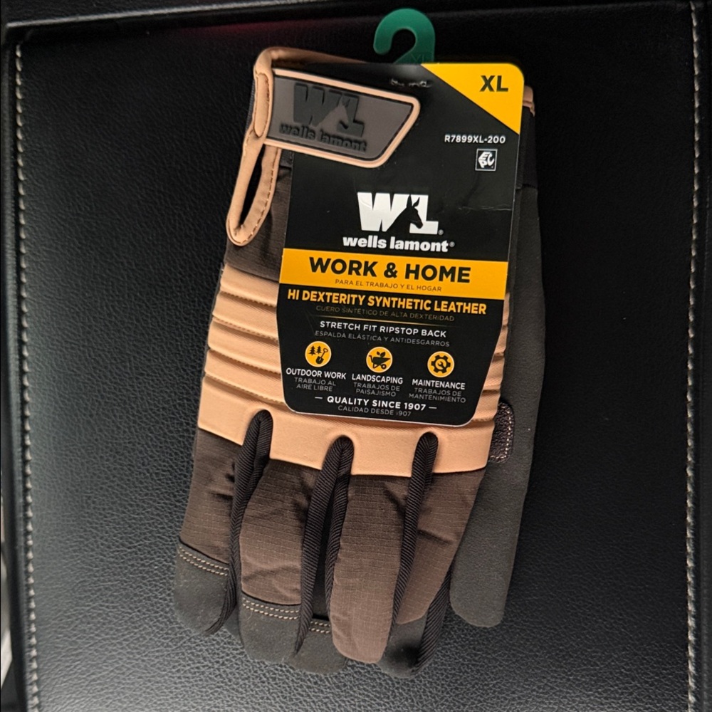 Wells Lamont Men's work Gloves Synthetic Leather Gloves - Brown and Black